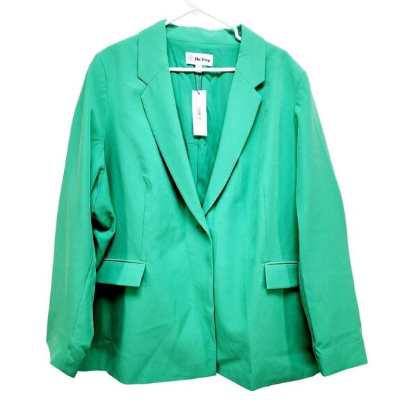 The Drop Jackets & Blazers - The Drop Womens Green Blazer Jacket Size 4X Lightweight With Pockets